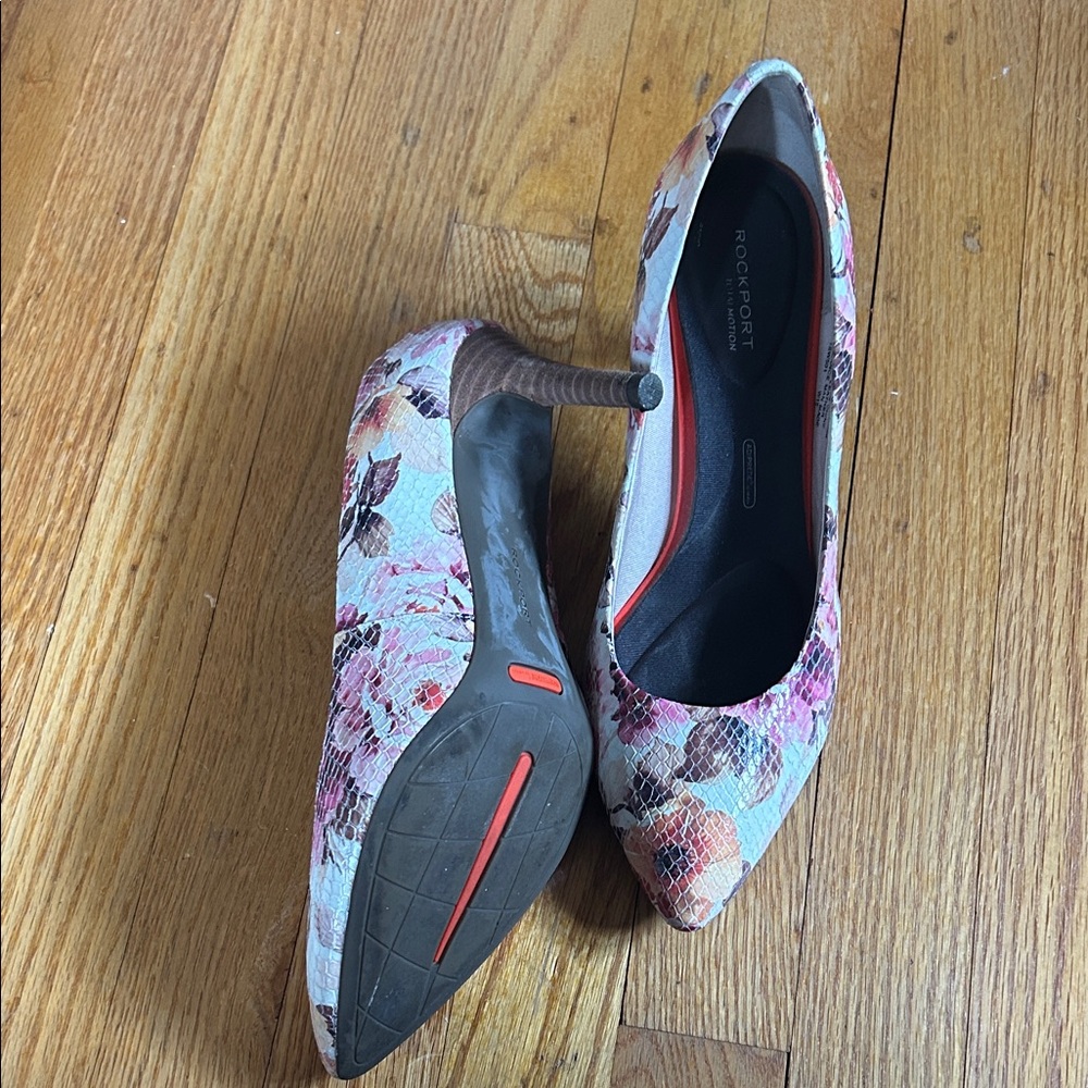 Rockport Women's Floral Heels - Pink and Brown Sz 9.5đź’•Very comfortableđź’• - Picture 4 of 10